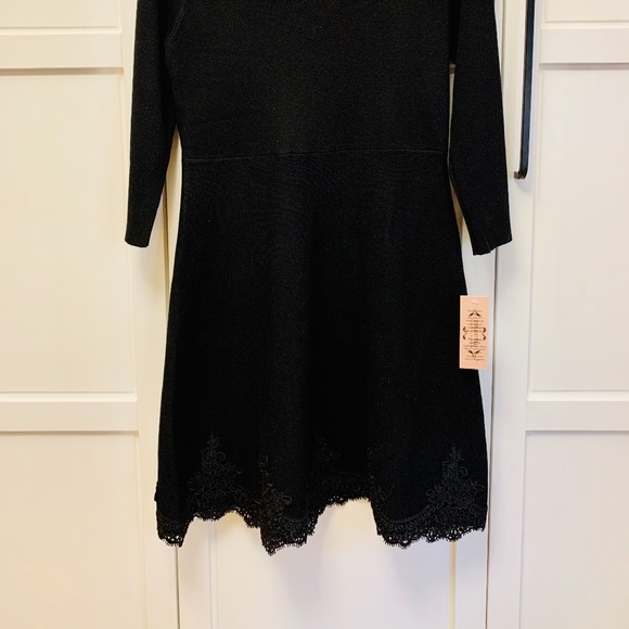 NWT Nanette Lepore - Lace Trim Sweater Dress  M - Picture 3 of 9